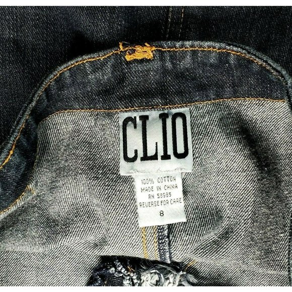 CLIO Dark Denim Mini Skirt Size 8 Lace Front Closure Straight Great Condition! - Picture 7 of 9